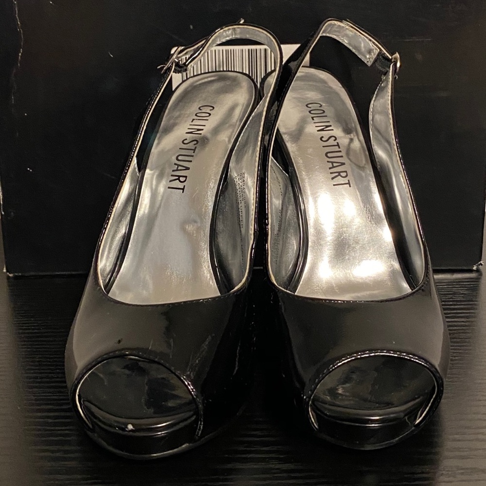 Colin Stuart Platform Peep Toe Pump - Black